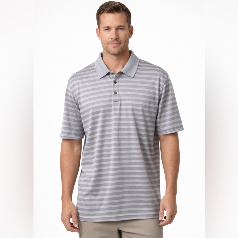Kirkland Signature Performance Polo - Grey Stripe - XXL